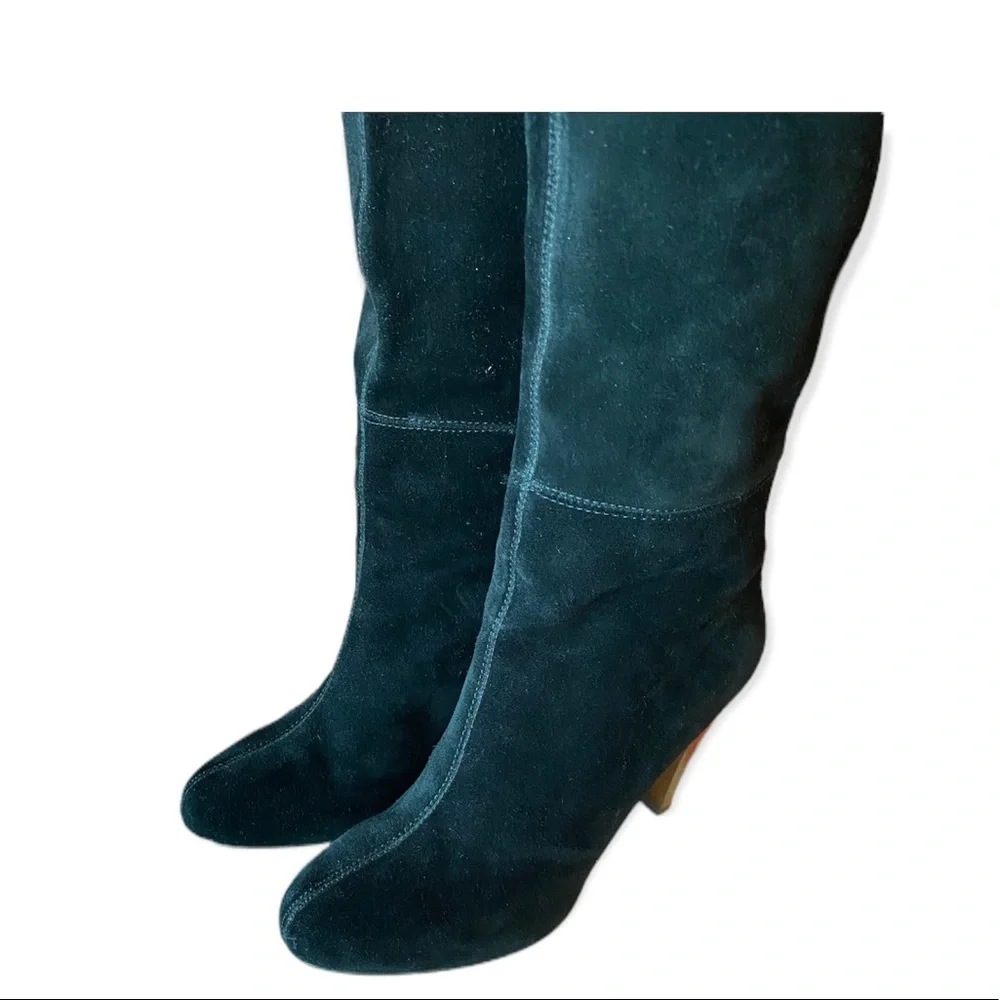 Joie Caviar Black Suede Tall Heeled Boots With Stitching… - Picture 7 of 11